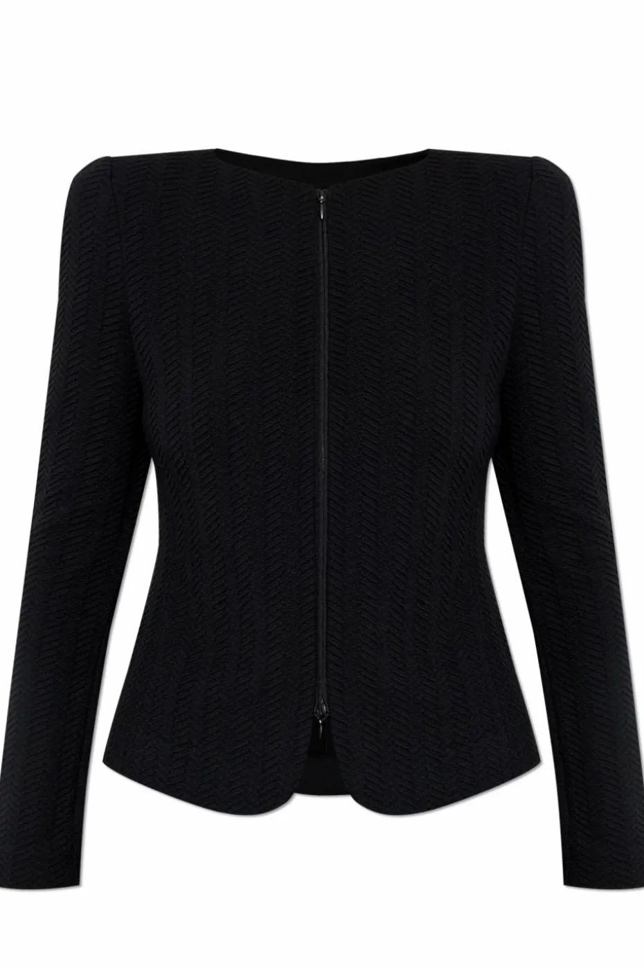 Emporio Armani CZARNY Kardigan ze wzorem w jodełkę