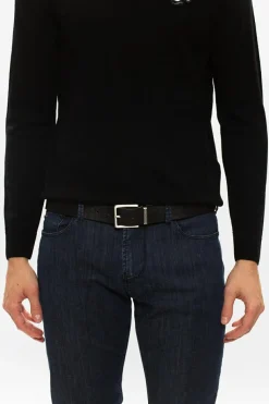 Emporio Armani CZARNY Pasek z zamienną klamrą
