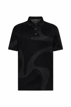 Emporio Armani CZARNY Polo z monogramem
