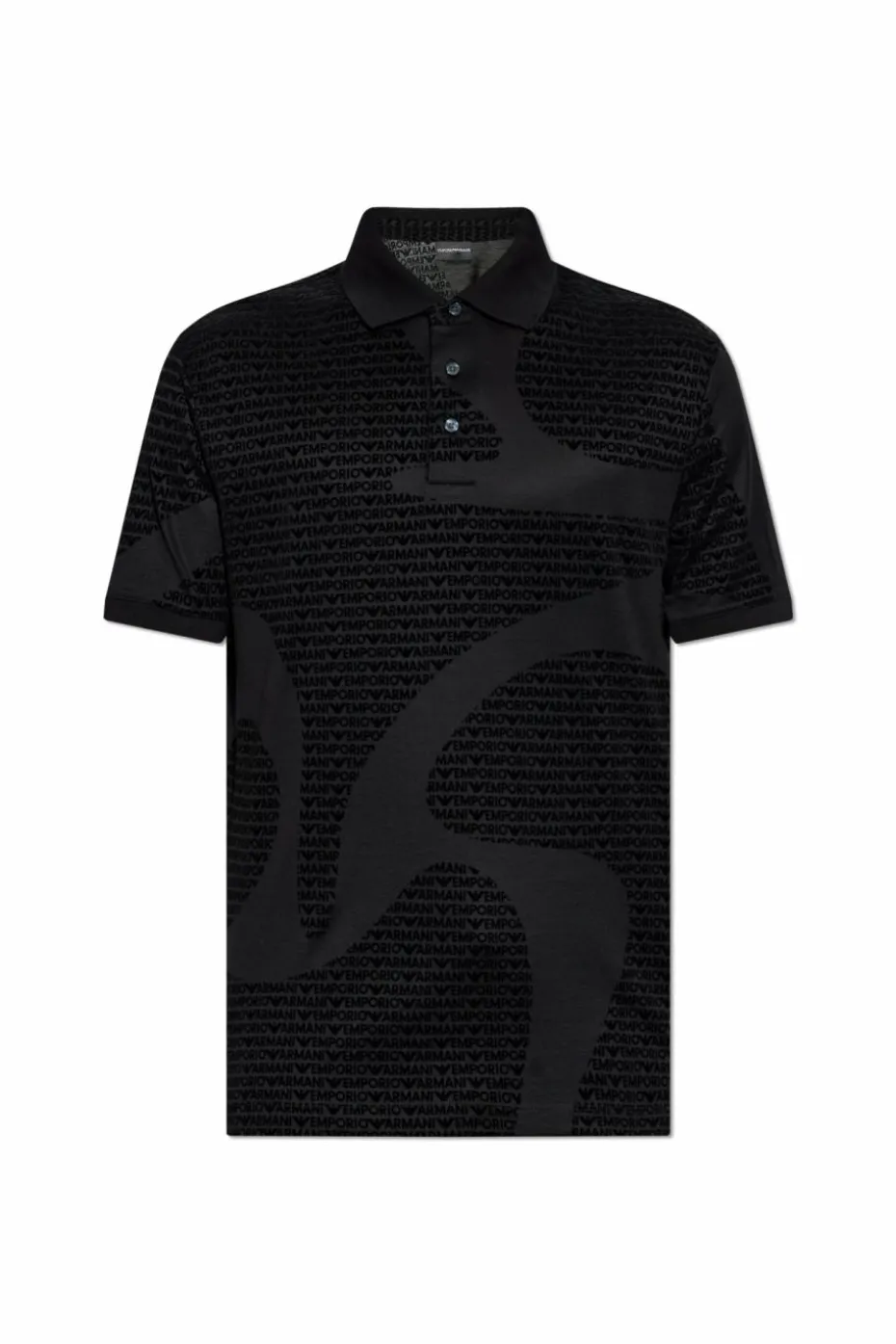 Emporio Armani CZARNY Polo z monogramem