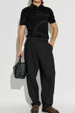 Emporio Armani CZARNY Polo z monogramem