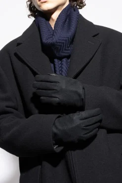 Emporio Armani CZARNY Rękawice z aplikacją w kształcie logo