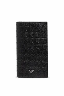 Emporio Armani CZARNY Składany portfel z monogramem