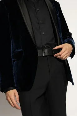 Emporio Armani CZARNY Skórzany pasek