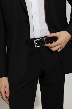 Emporio Armani CZARNY Skórzany pasek