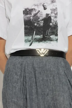Emporio Armani CZARNY Skórzany pasek