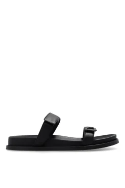 Emporio Armani CZARNY Skórzane klapki z logo