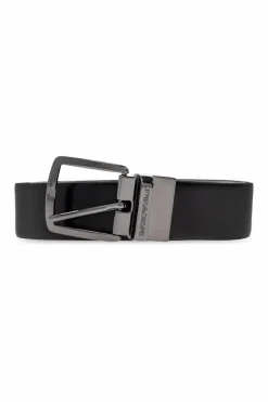 Emporio Armani CZARNY Skórzany pasek