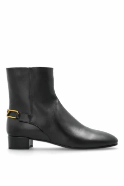 Emporio Armani CZARNY Skórzane botki na obcasie