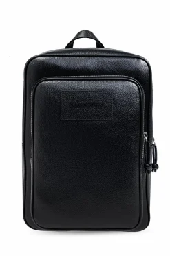Emporio Armani CZARNY Skórzany plecak.