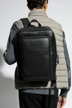 Emporio Armani CZARNY Skórzany plecak.