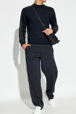 Emporio Armani CZARNY Sweter z wyszytym logo