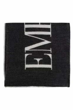 Emporio Armani CZARNY Szal z logo