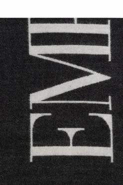 Emporio Armani CZARNY Szal z logo