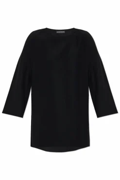 Emporio Armani CZARNY Top z rozcięciem po bokach
