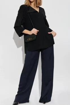 Emporio Armani CZARNY Top z rozcięciem po bokach