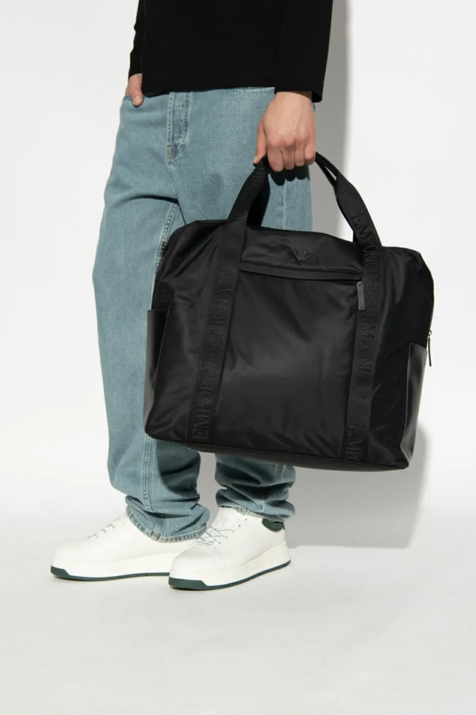 Emporio Armani CZARNY Torba do ręki z logo