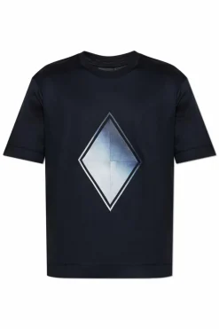 Emporio Armani CZARNY T-shirt z naszywką