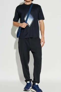 Emporio Armani CZARNY T-shirt z naszywką
