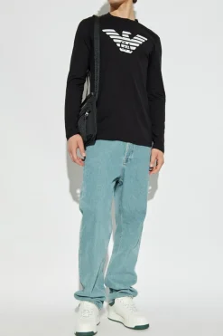 Emporio Armani CZARNY T-shirt z logo