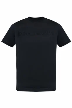 Emporio Armani CZARNY T-shirt z logo