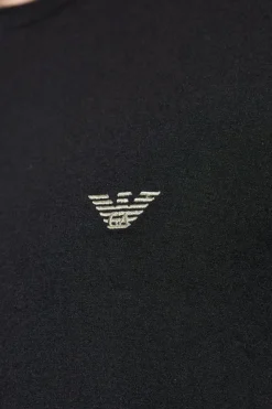 Emporio Armani CZARNY T-shirt bieliźniany z wyszytym logo