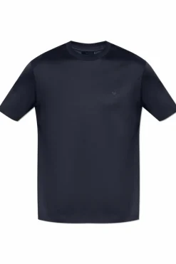 Emporio Armani CZARNY T-shirt z gumowym logo