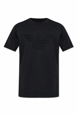 Emporio Armani CZARNY T-shirt z logo