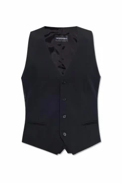 Emporio Armani CZARNY Wełniana kamizelka