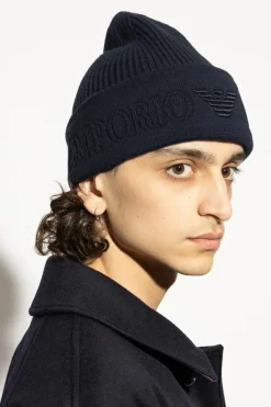 Emporio Armani CZARNY Wełniana czapka