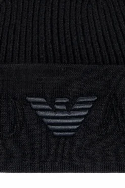 Emporio Armani CZARNY Wełniana czapka
