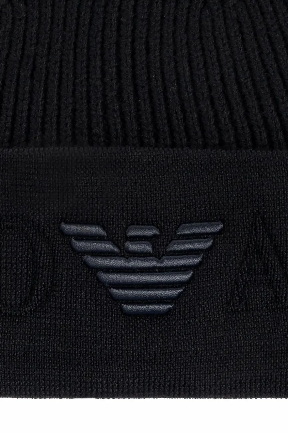 Emporio Armani CZARNY Wełniana czapka