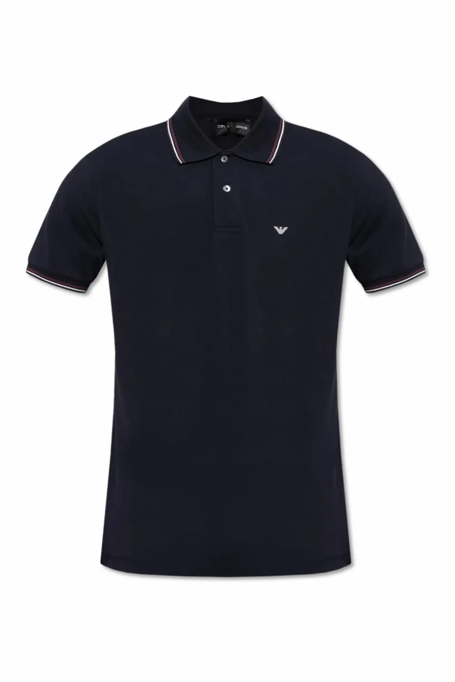 Emporio Armani GRANATOWY Polo z logo