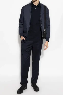 Emporio Armani GRANATOWY Polo z logo