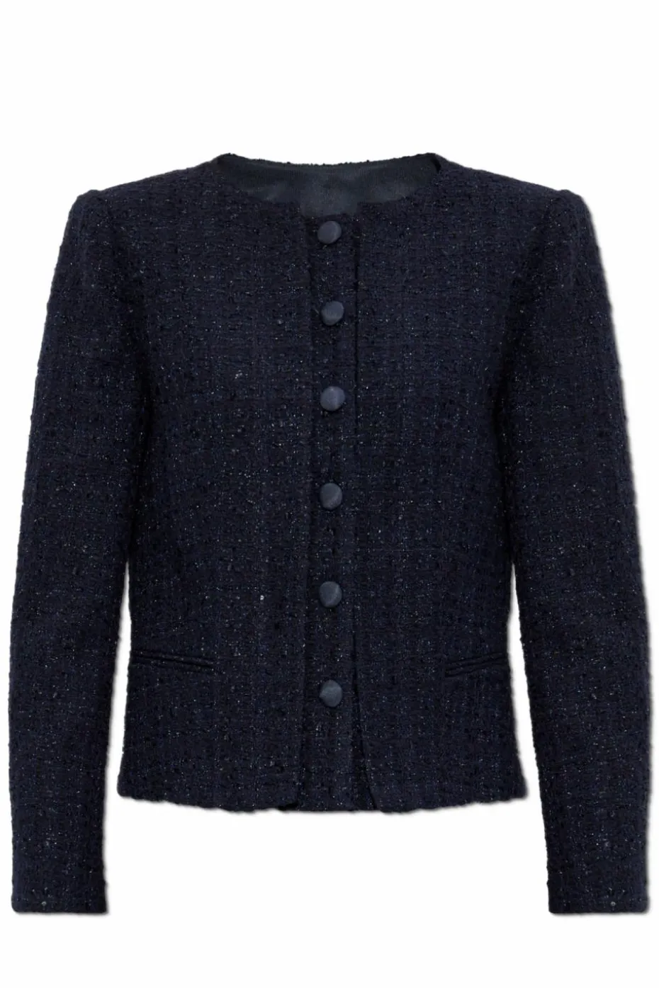 Emporio Armani GRANATOWY Tweedowa marynarka