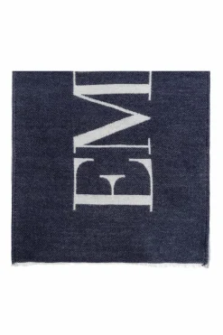 Emporio Armani GRANATOWY Szal z logo