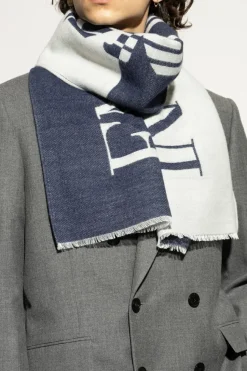 Emporio Armani GRANATOWY Szal z logo