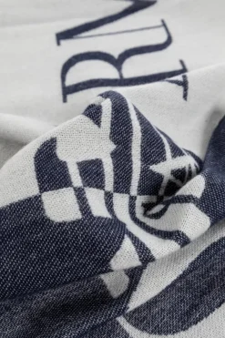 Emporio Armani GRANATOWY Szal z logo