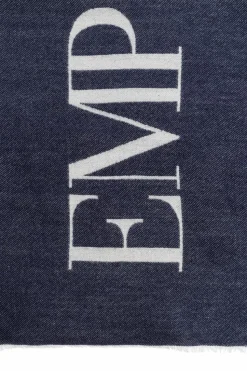Emporio Armani GRANATOWY Szal z logo