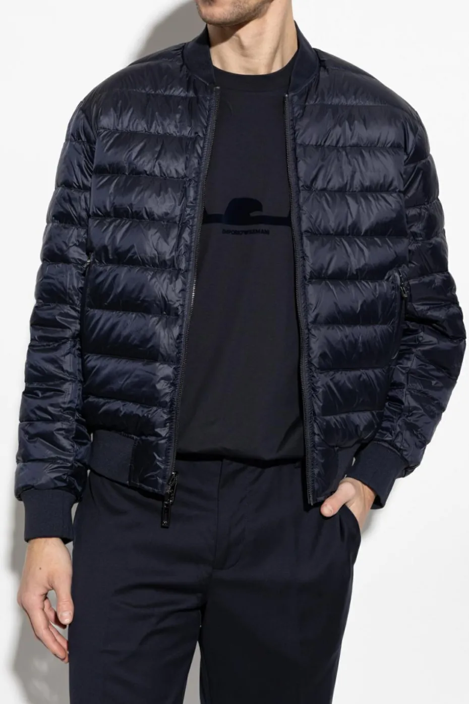 Emporio Armani GRANATOWY Kurtka typu `bomberka`
