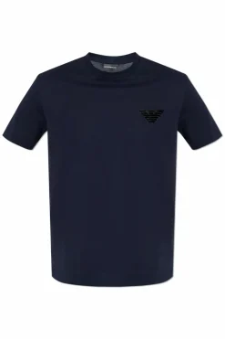 Emporio Armani GRANATOWY T-shirt z kolekcji `Sustainability`