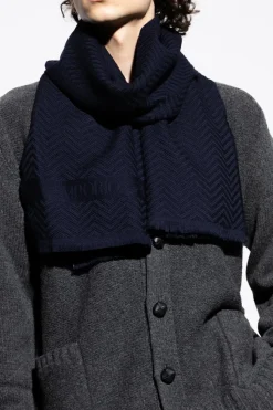 Emporio Armani GRANATOWY Wełniany szal