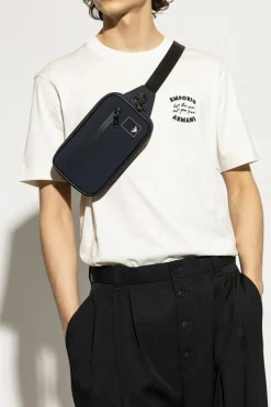 Emporio Armani GRANATOWY Torba na pas z naszywką z logo