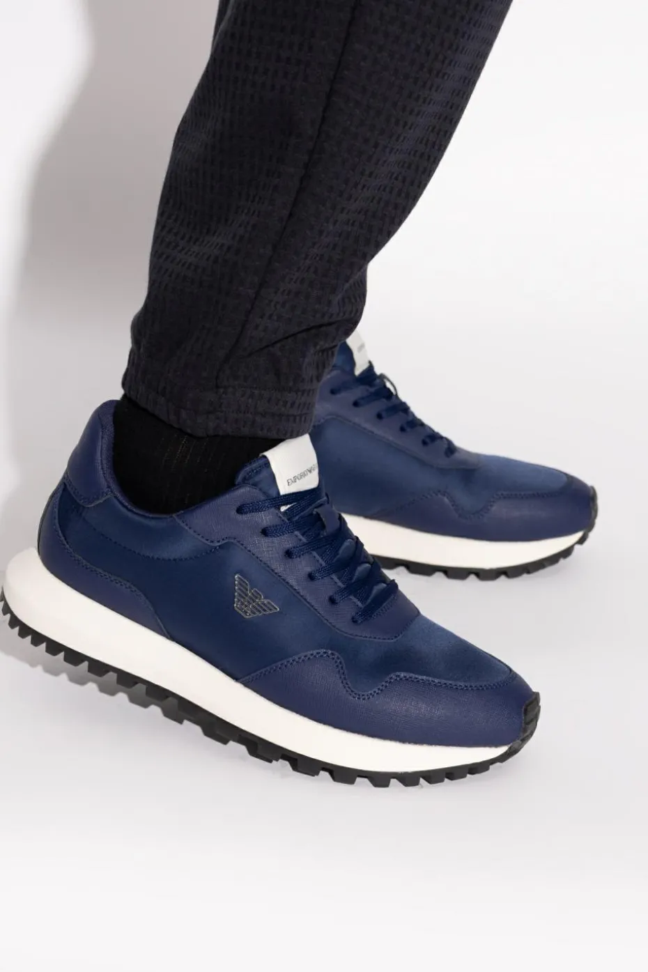 Emporio Armani GRANATOWY Buty sportowe z logo