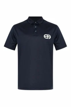 Emporio Armani GRANATOWY Polo z logo