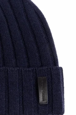 Emporio Armani GRANATOWY Wełniana czapka
