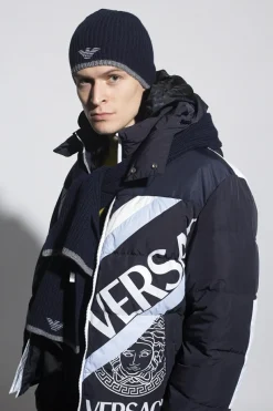 Emporio Armani GRANATOWY Komplet: szal i czapka