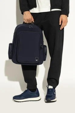 Emporio Armani GRANATOWY Plecak z logo