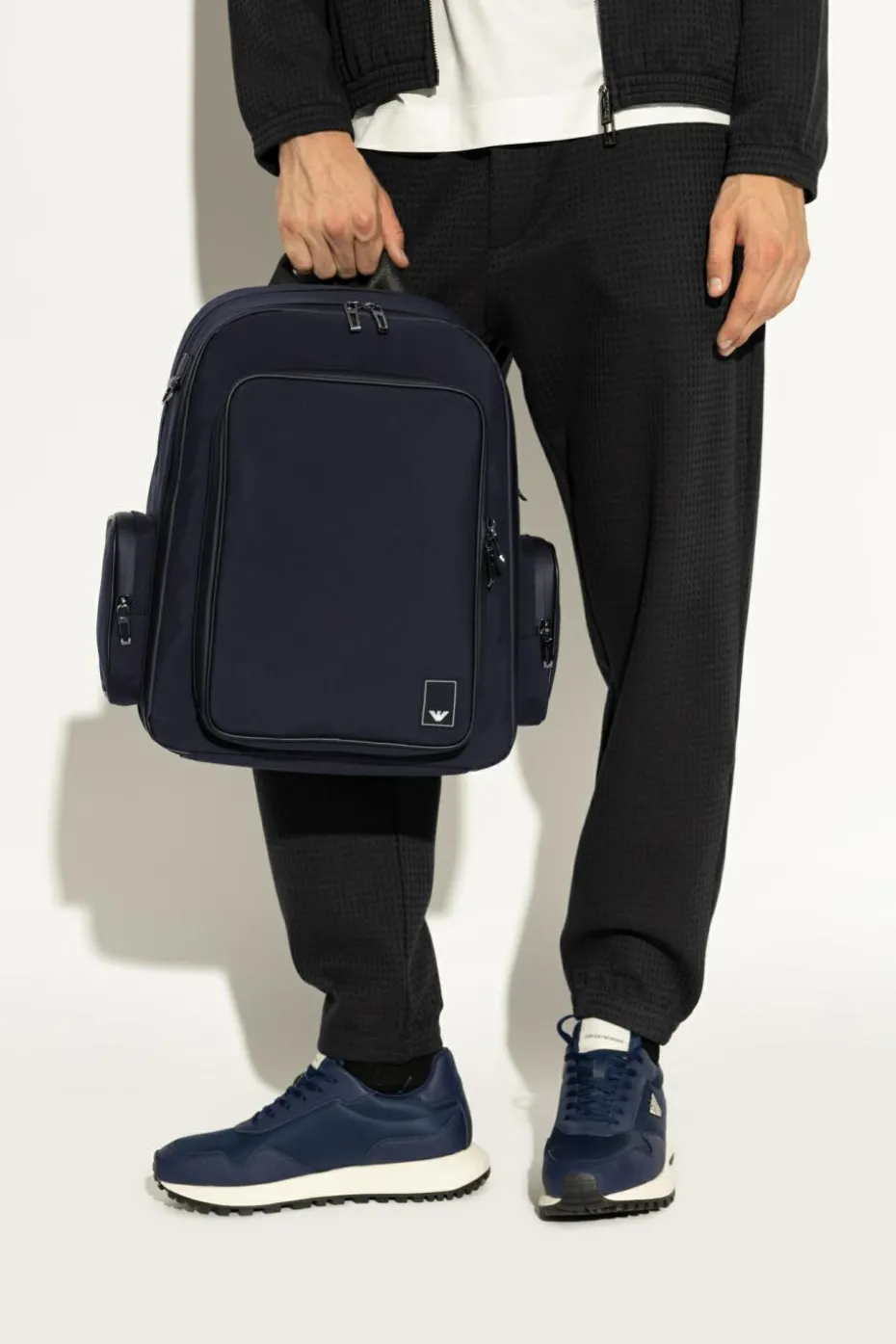 Emporio Armani GRANATOWY Plecak z logo