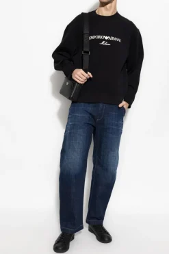 Emporio Armani GRANATOWY Bluza z logo